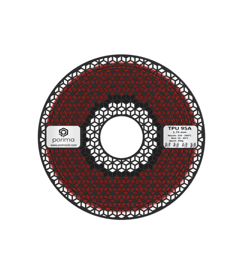 Porima TPU Flex 95A Filament Kırmızı 1.75mm 1Kg
