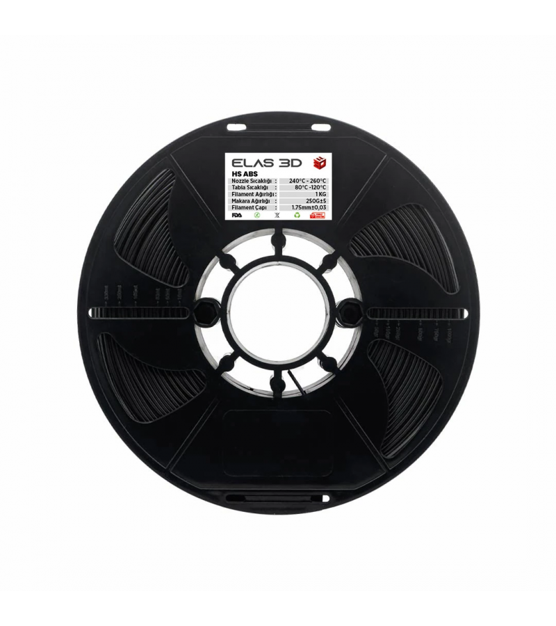 Elas 3D Siyah Hs ABS Filament 1.75mm 1kg