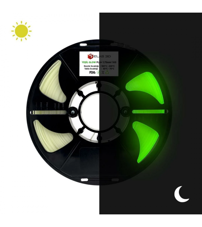 ELAS Yeşil GLOW PLA+ Filament 1.75mm